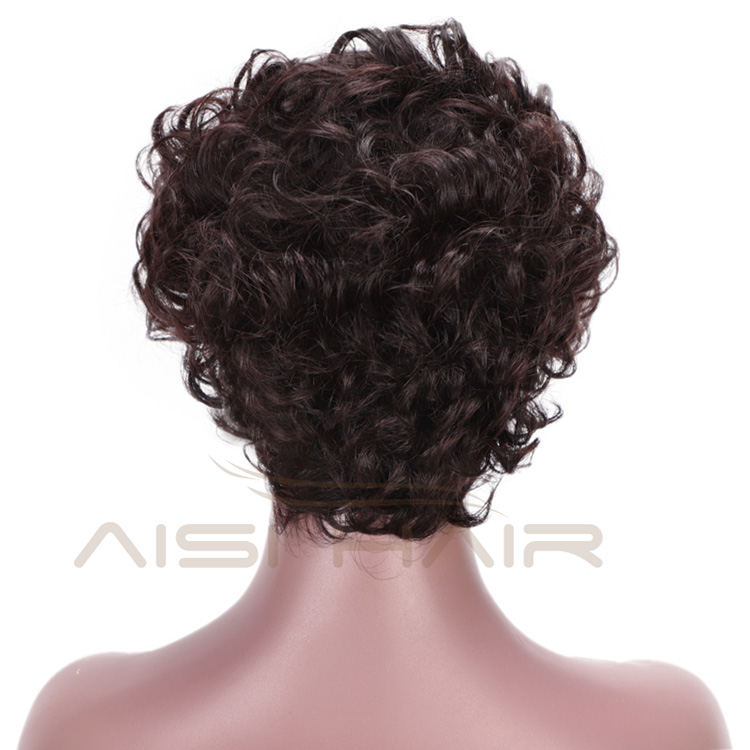 Aisi Hair Brazilian Human Hair Lace Front Pixie Cut Short Afro Curly Wave Wig Natural Black Lace Front Short Human Hair Wigs