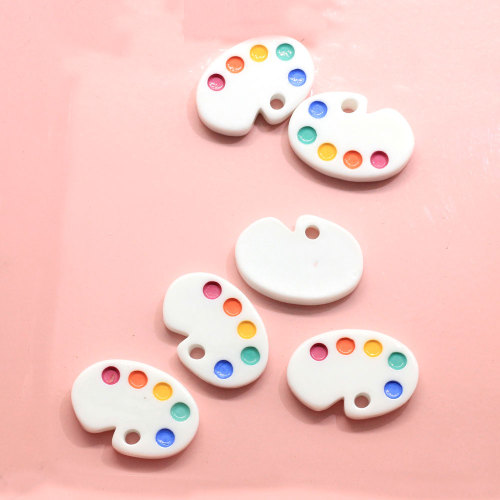 Groothandel Pretty 100 stks / zak Kleurrijke Witte Kunstenaar Draw Board Plat Hars Cabochons voor Slime Maken Accessoires