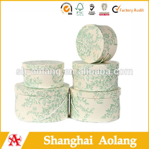 Elegant floral round shape paper gift ring boxes factory direct