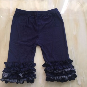 Dark Wash Children Ruffle Cotton Denim Capri Jeans