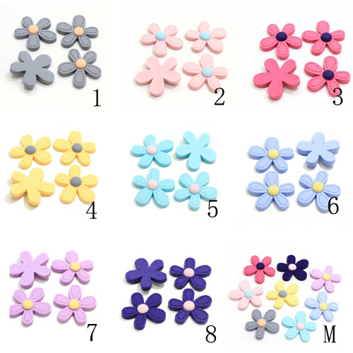 Mooie Mini Platte Achterkant Bloemvormige Hars cabochon Meisjes Kledingstuk Accessoires Kralen Charms Handgemaakte Craft Decor Spacer