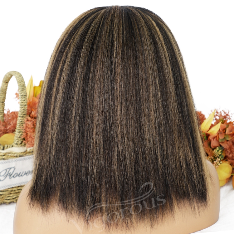 Hot Vendor Natural Hair Headband Wig Highlight Blonde Yaki Curly Synthetic Hair Women's Wigs Machine Made Glueless None Lace Wig