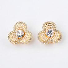 pearl paved fancy stud earring with swarovski stone