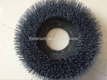 Abrasive wire floor scrubber brush