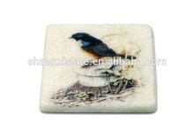 Printing bird pattern marble coaster