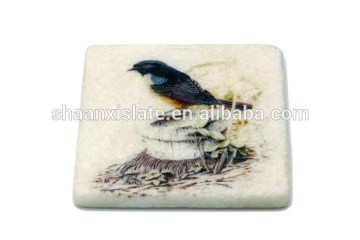 Printing bird pattern marble coaster