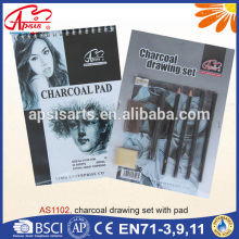 charcoal drawing set with pad
