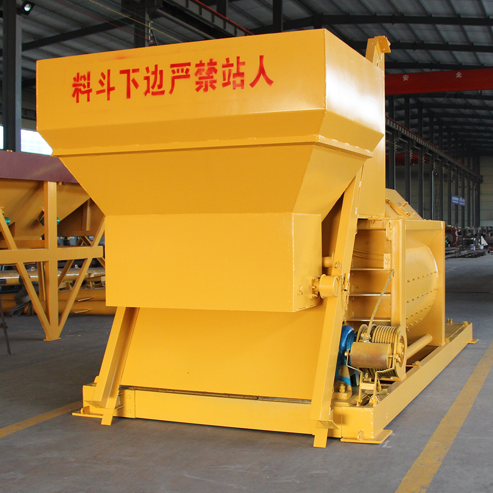 Twin shaft precast self loading concrete mixer machine