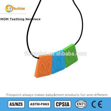 Shenzhen Wholesale Bulk Bpa Free Silicone Rubber Necklace With Letters, Nursing Silicone Beads Necklace FDA