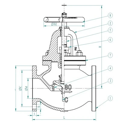 JIS Marine Valve F7305 5K Cast Iron Flanged End Globe Valve