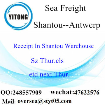 Consolidação de LCL do porto de Shantou a Antuérpia