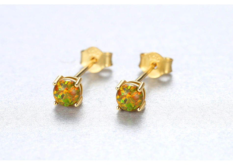 Cute Fashion 925 Sterling Silver Opal Stud Earrings