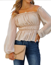 Ladies Chiffon Ruffles Off the Shoulder Blouse Tops