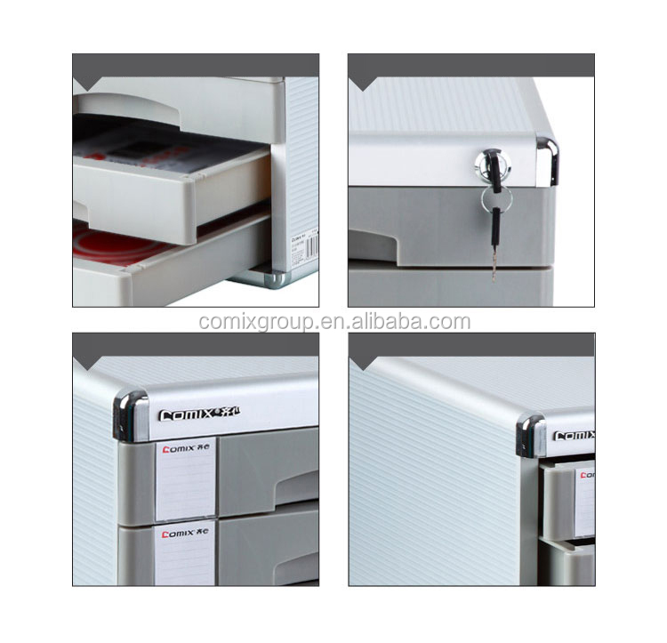 Comix 5 Drawers Fireproof Metal Filing Cabinet with Lock Desktop Stationery