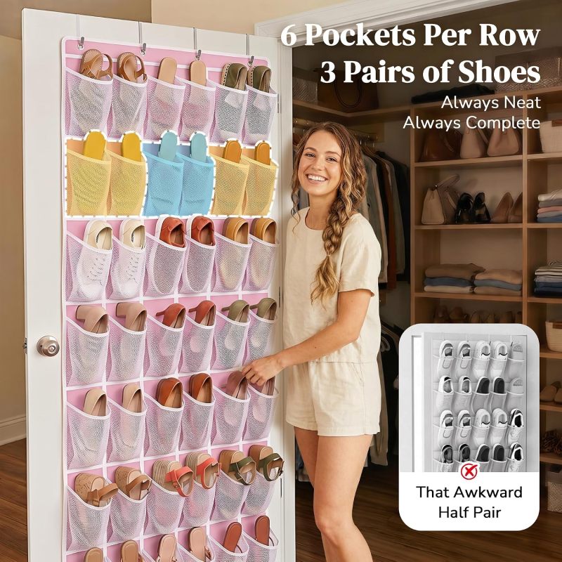 48-Pocket Over Door Mesh Shoe Organizer Rack