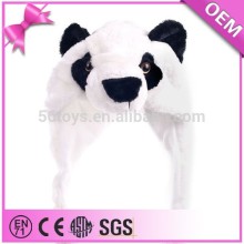 Hot sale cute soft plush animal head hat, plush panda hat for winter