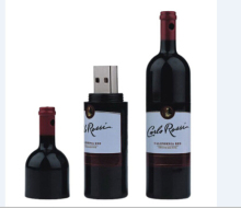 Custom Logo Plastic Wine Bottle USB Flash Drives