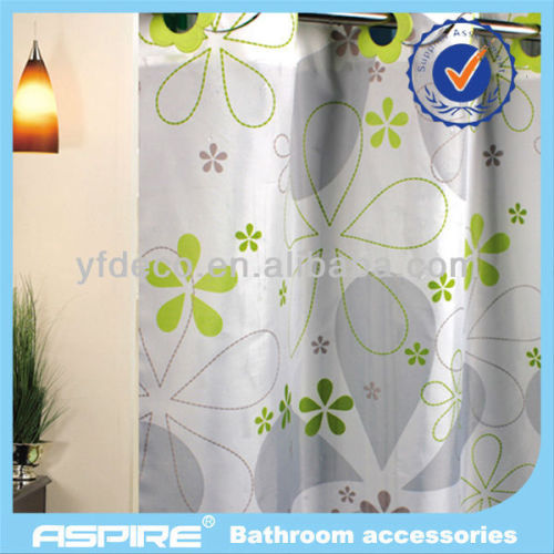 decorative shower curtain with green flower