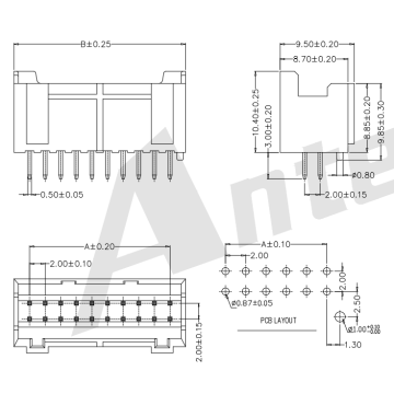 2.0 Pitch SPH Series Double Row 180 Connecteur