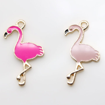 Legering Roze Emaille Flamingo Kunstmatige Vogel Hanger Bedels Voor Oorbel Armband DIY Accessoires Metallic Sieraden Maken: