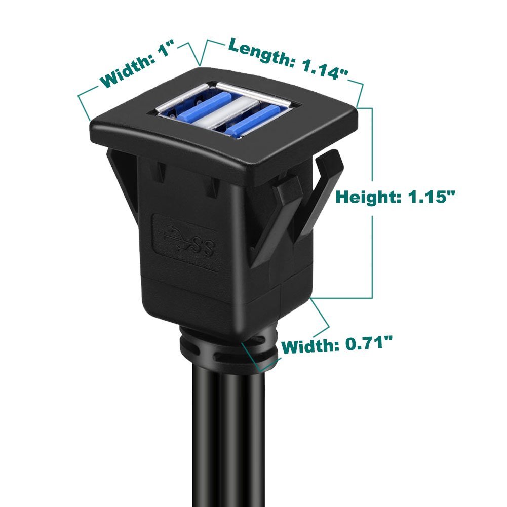 China data cable factory Dual single Square USB 3.0 Panel Flush Mount Extension Cable