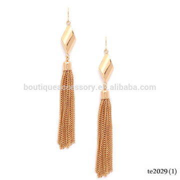 Gold Long Tassel Chain Drop Earrings