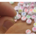 White Alphabet Letter Beads Coin Round Flat Beads 4*7mm