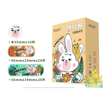 Cute rabbit with forest party plaster bandage