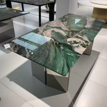 Studio Direct High-End Natural Jade Green Marble Dining and Conference Table