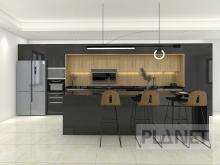 Aluminum & Wood Modern Kitchen Cabinets With Island