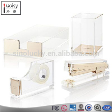 Strike Gold Acrylic Desk collection Stapler tape letter tray and pencil cup