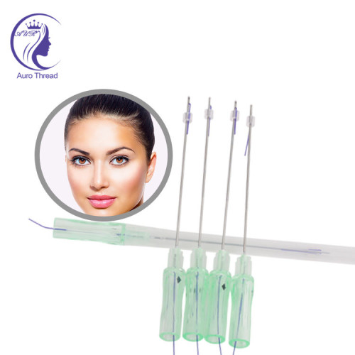 Aguja de doble estiramiento facial con rosca PDO