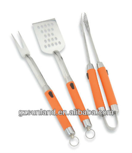 Plastic handle 3pcs BBQ tool set