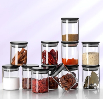 Wholesale Custom Labels Glass Spice Storage Jars Set