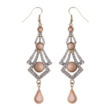 Long CZ diamond drop earring