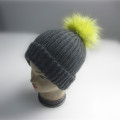 Chunky Beanie mit großem Pelz Pompom