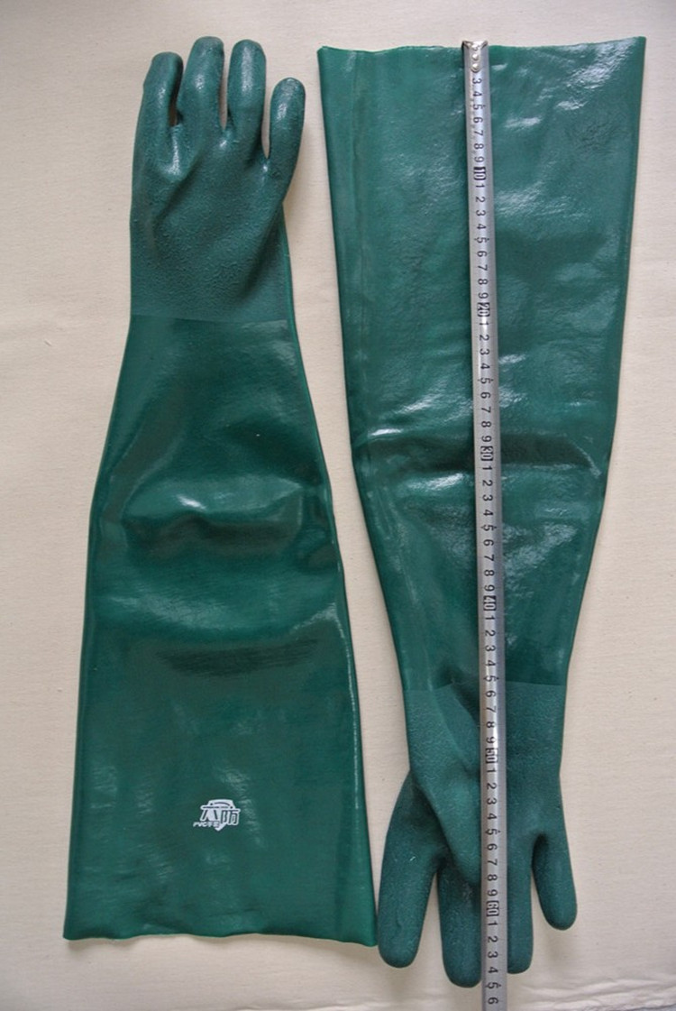 Guantes químicos de PVC verde 65cm