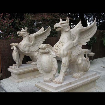 Factory direct supplied hand carved stone griffin statue myth lion sculpture for sale