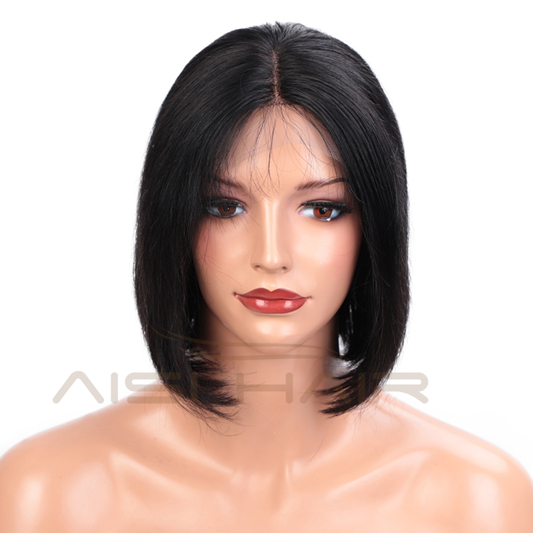 Aisi Hair Hot Selling Short Silky Straight Black Bob Wig Synthetic Swiss Lace Wig Cheap Lace Frontal Hair Wigs For Black Women