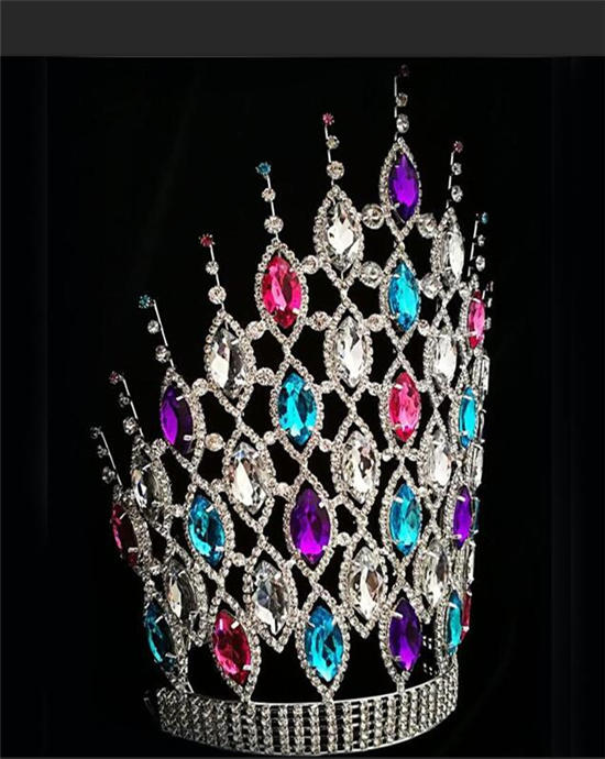 12" Colored Chunky Rhinestone Crowns For Party