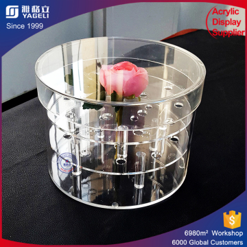 2016 fashion design round flower box good quality acrylic flower container plastic display cases for sale