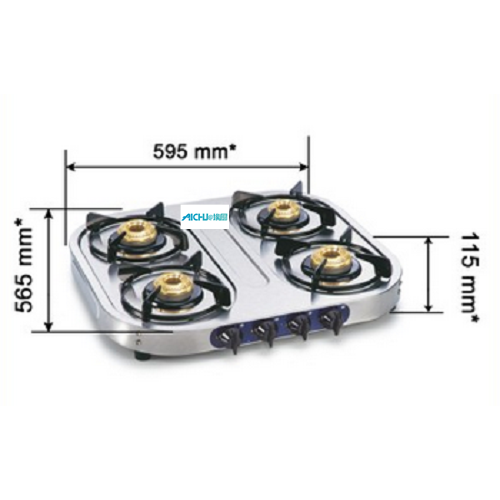 Cocina de acero inoxidable con 4 quemadores de latón