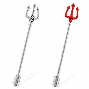 Skull Pitchfork Punk Industrial Straight Barbell