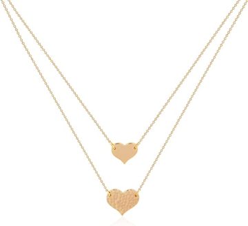 Layered Heart Necklace Pendant Handmade Gold Plated