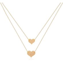 Layered Heart Necklace Pendant Handmade Gold Plated