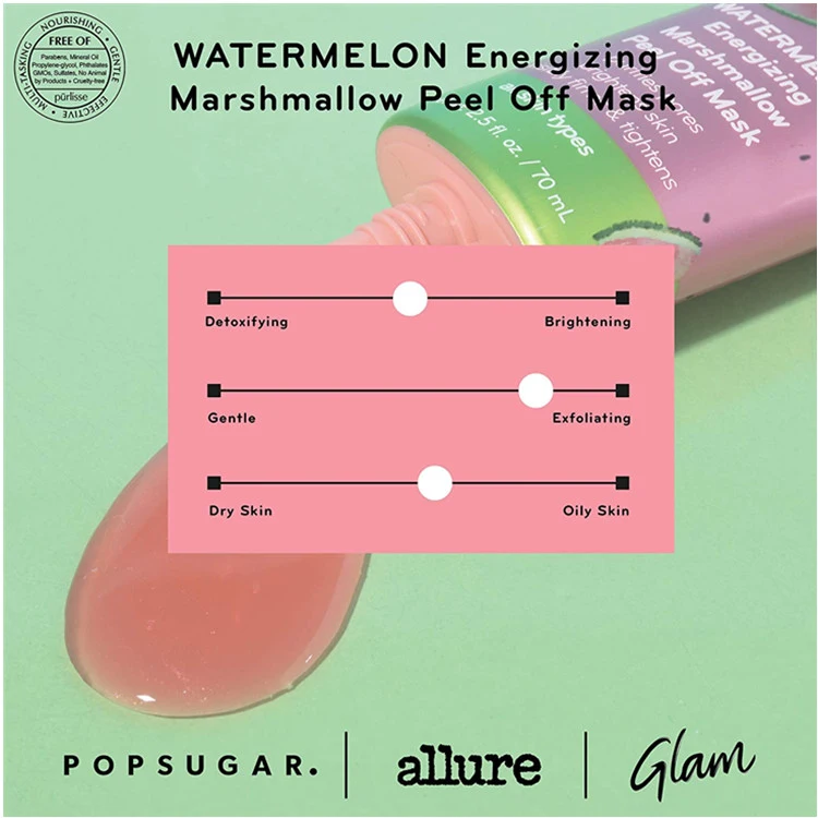 Private Label Watermelon Energizing Marshmallow Firming Brightening Peel off Mask