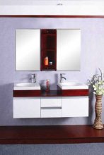 double basin wooden bathroom cabinet