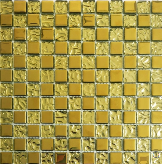 Golden glass mosaic wall decoration adds luxury to hotel