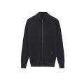 Men's Knitted Full Zip Textured Epaulet Pocket Cardigan