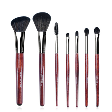 Mango de madera 7pcs cepillos de maquillaje de maquillaje rojo de maquillaje